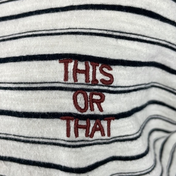 Madewell Ivory with Black Stripes 100% Cotton "This or That" Tee - Size Medium - Picture 3 of 13